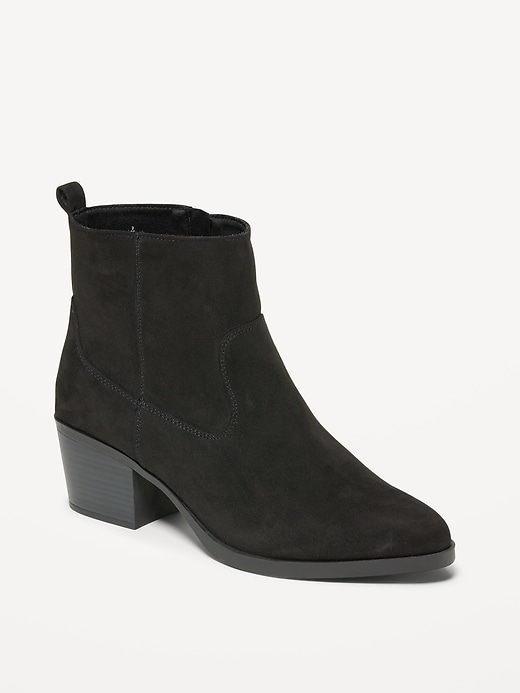 Image number 1 showing, Faux-Suede Western Ankle Boots