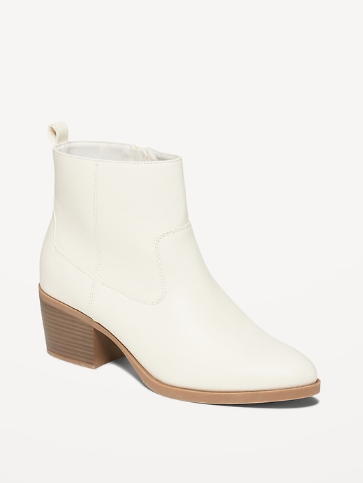 Image number 1 showing, Faux-Leather Western Ankle Boots