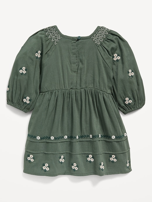 View large product image 2 of 3. Floral-Embroidered 3/4-Sleeve Dress for Baby