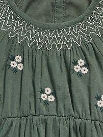 View large product image 3 of 3. Floral-Embroidered 3/4-Sleeve Dress for Baby