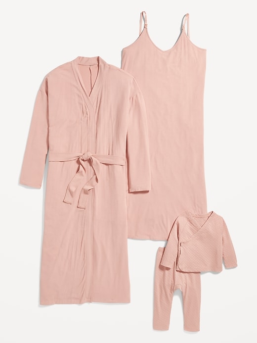 View large product image 2 of 2. Maternity Sunday Sleep Rib-Knit Robe & Nursing Nightgown Set