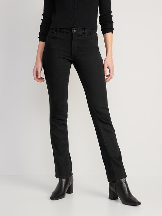 Image number 1 showing, Mid-Rise Wow Boot-Cut Black Jeans for Women