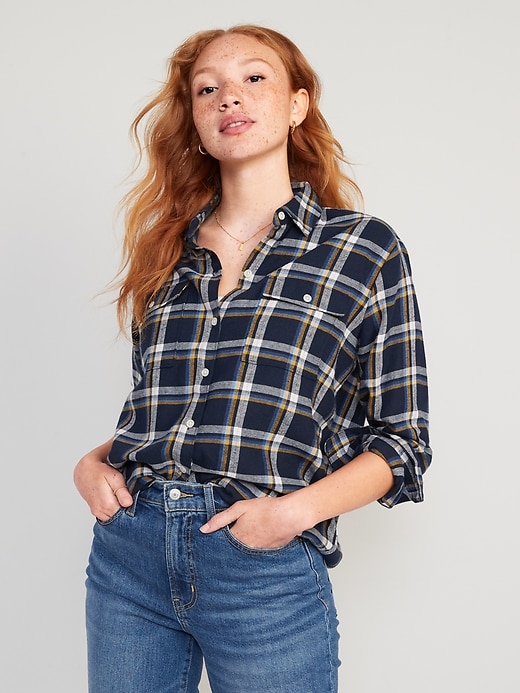Image number 1 showing, Flannel Boyfriend Tunic Shirt