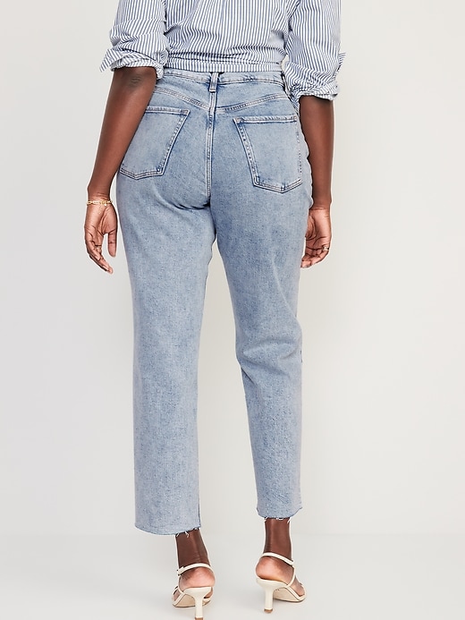 Image number 6 showing, Extra High-Waisted Button-Fly Sky-Hi Straight Raw-Hem Jeans for Women
