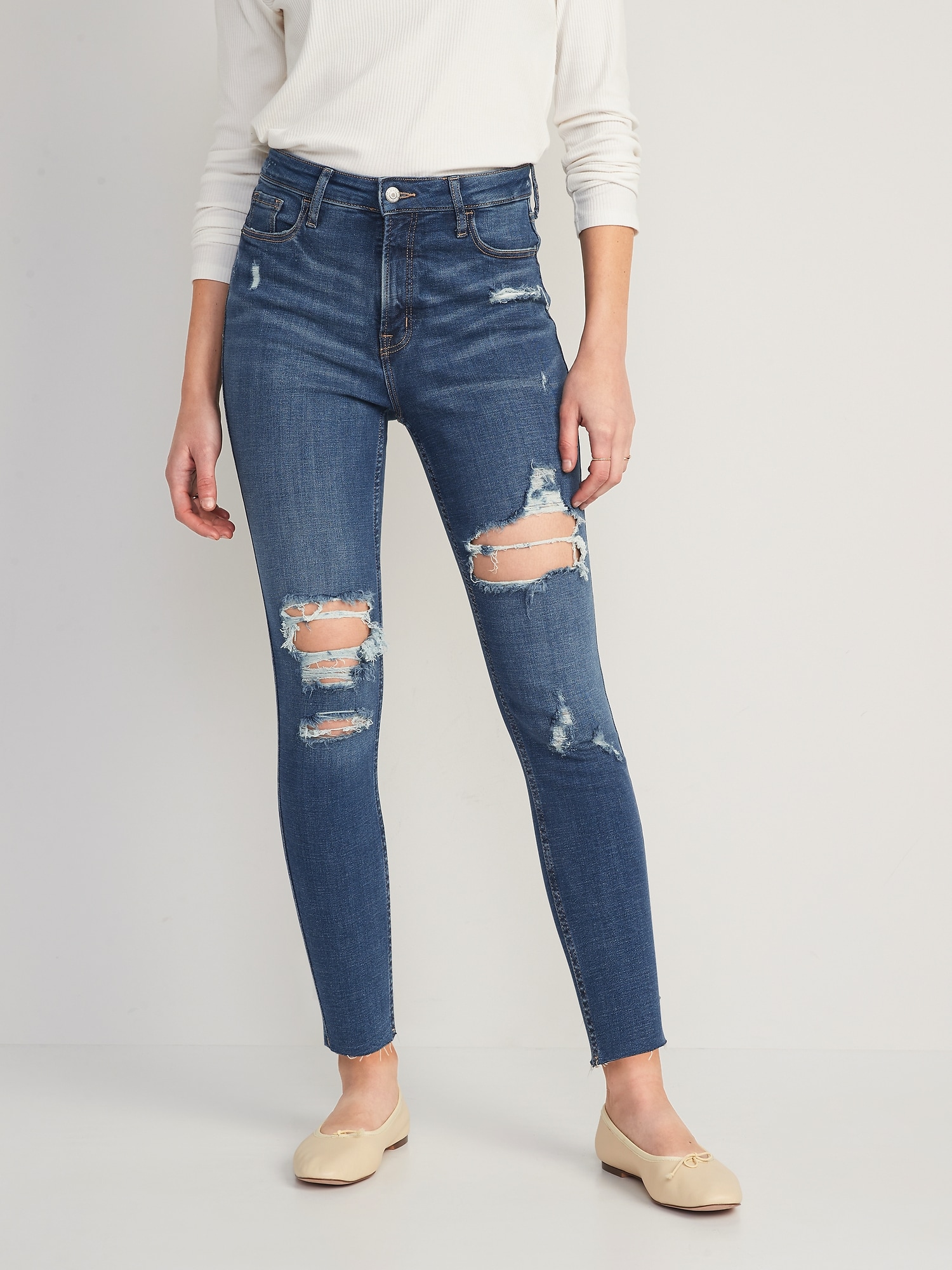 ripped blue jeans for women