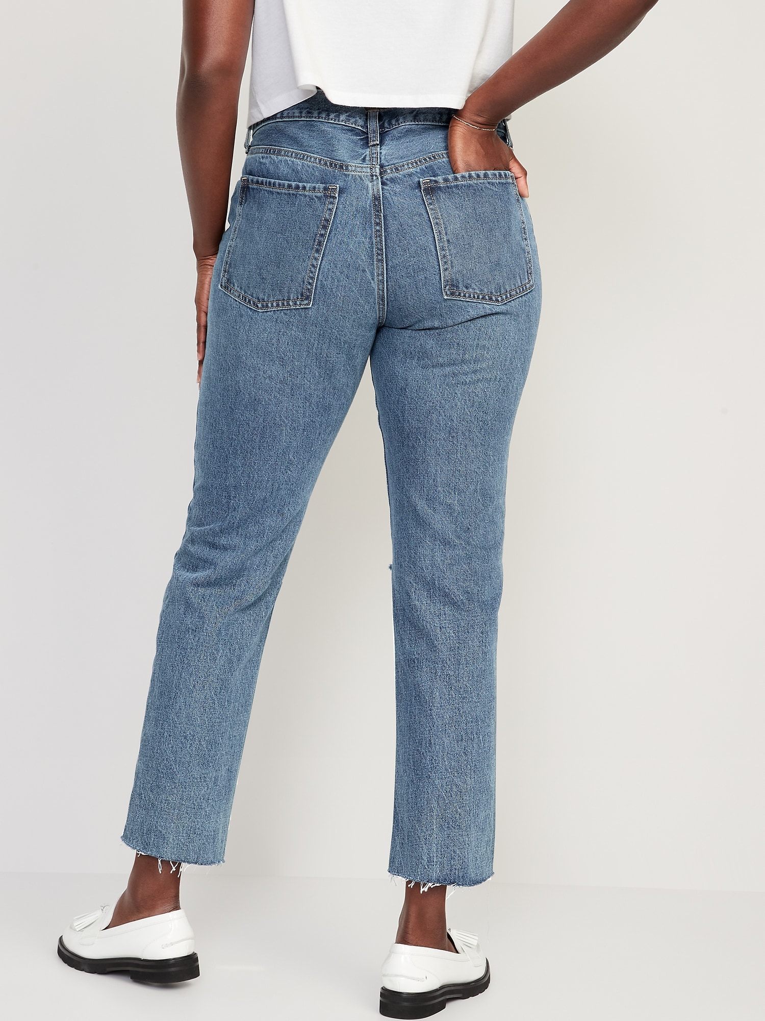 Highwaist straight cropped jeans - Woman