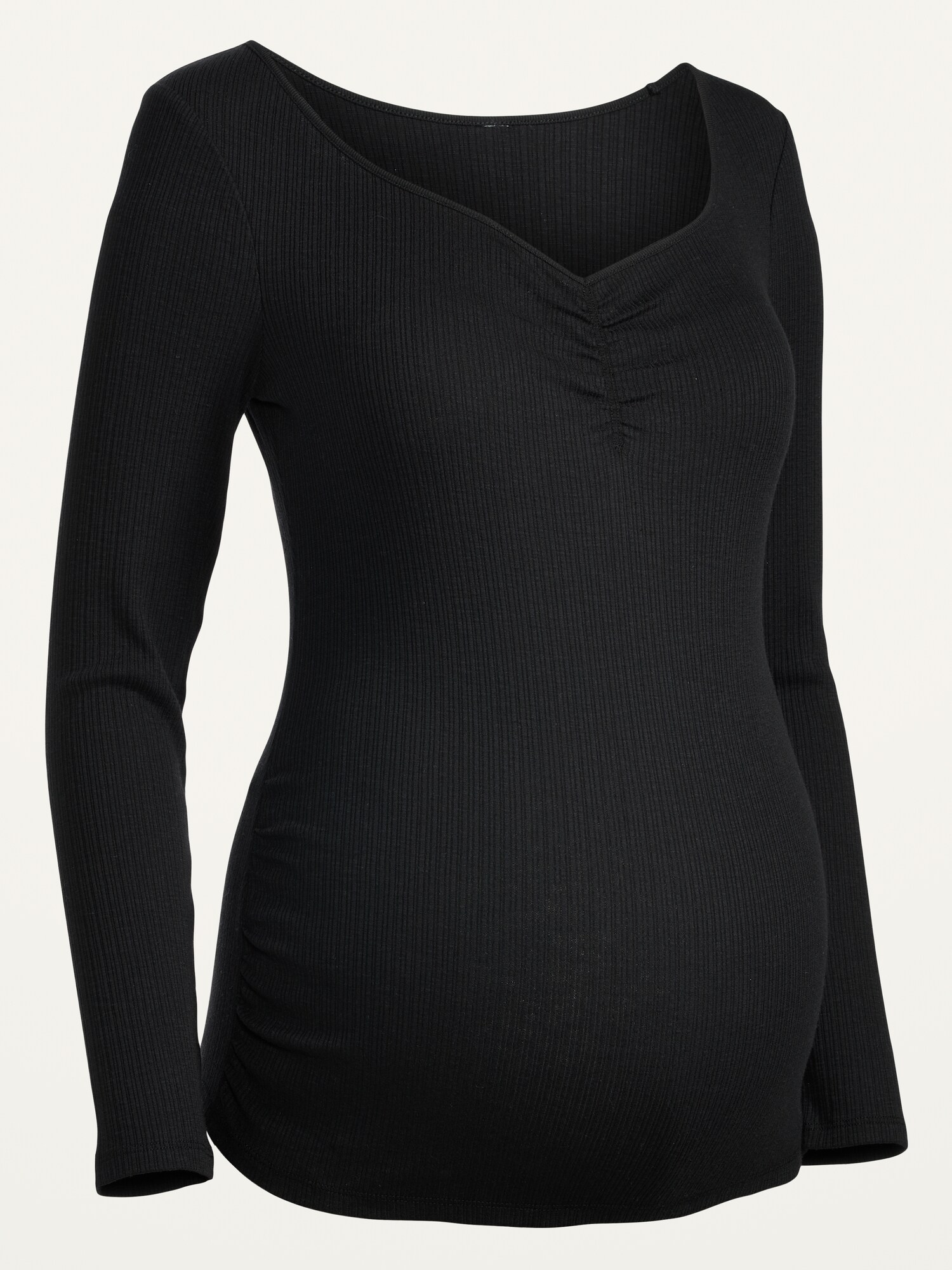 Maternity Fitted Cinched-Front Rib-Knit T-Shirt | Old Navy