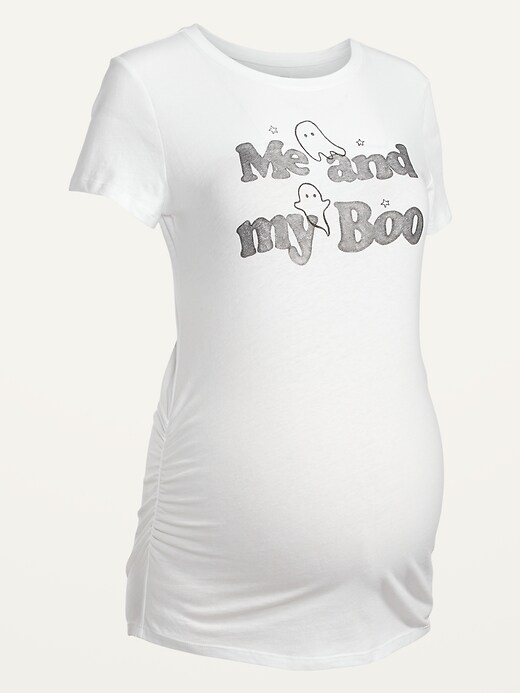 Image number 4 showing, Maternity Halloween Graphic Side-Shirred T-Shirt