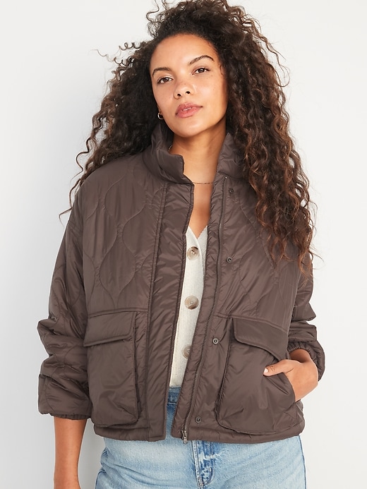 Image number 1 showing, Packable Oversized Water-Resistant Quilted Jacket for Women