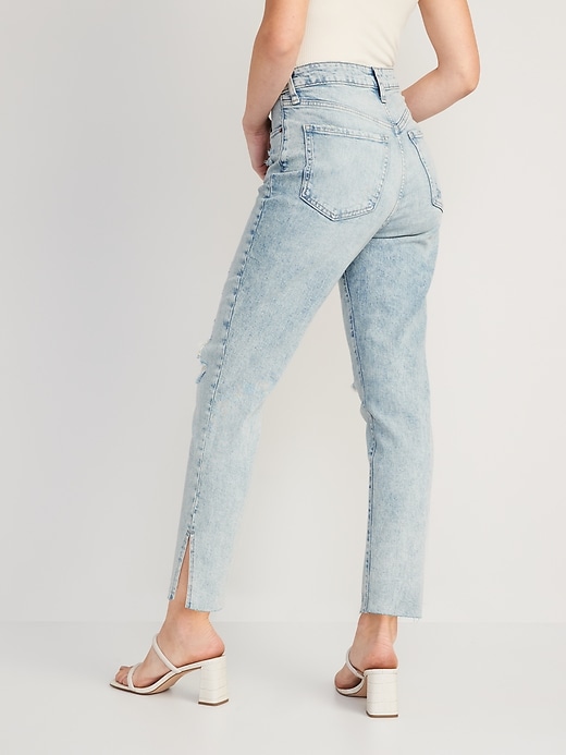 Image number 2 showing, Higher High-Waisted Button-Fly OG Straight Ripped Side-Slit Jeans for Women