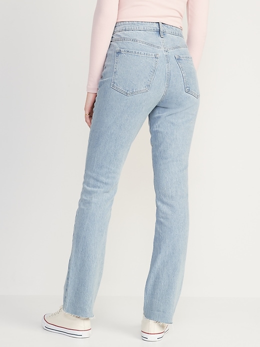 Image number 2 showing, Extra High-Waisted Button-Fly Kicker Boot-Cut Cut-Off Jeans for Women