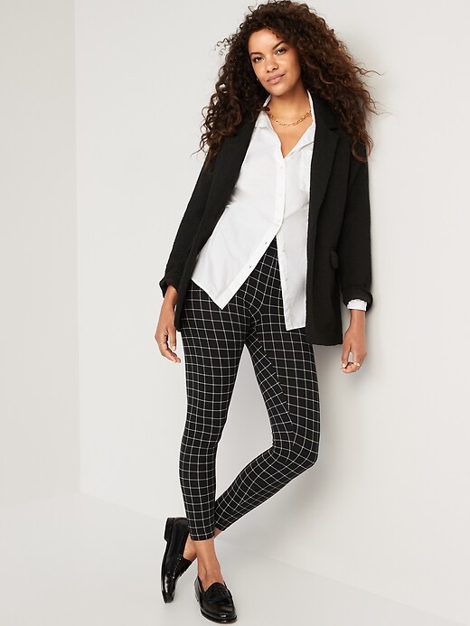 Image number 3 showing, High-Waisted Plaid Ankle Leggings for Women