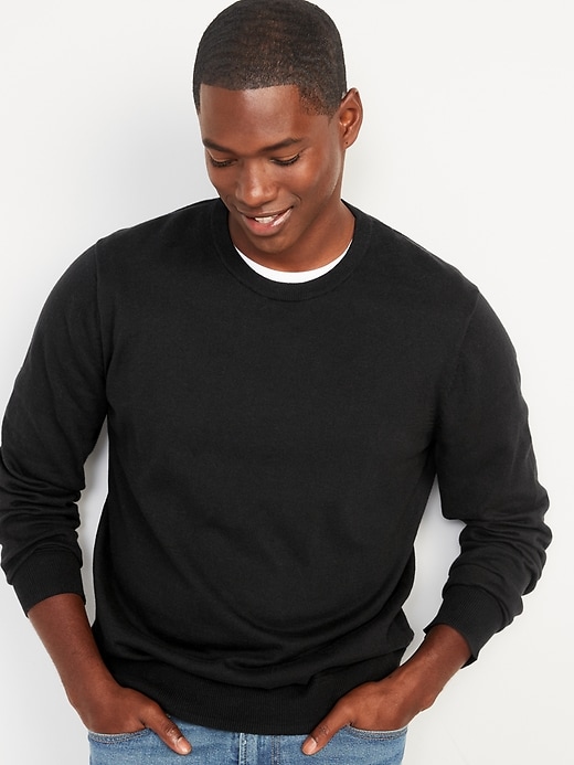 Image number 1 showing, Crew-Neck Cotton Sweater for Men