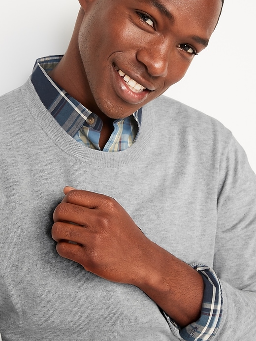 Image number 3 showing, Crew-Neck Cotton-Blend Sweater for Men