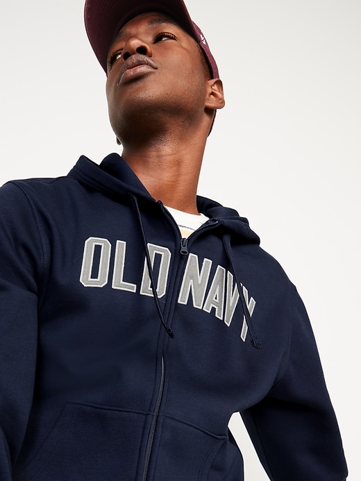 Image number 3 showing, Oversized Logo-Graphic Zip-Front Hoodie for Men