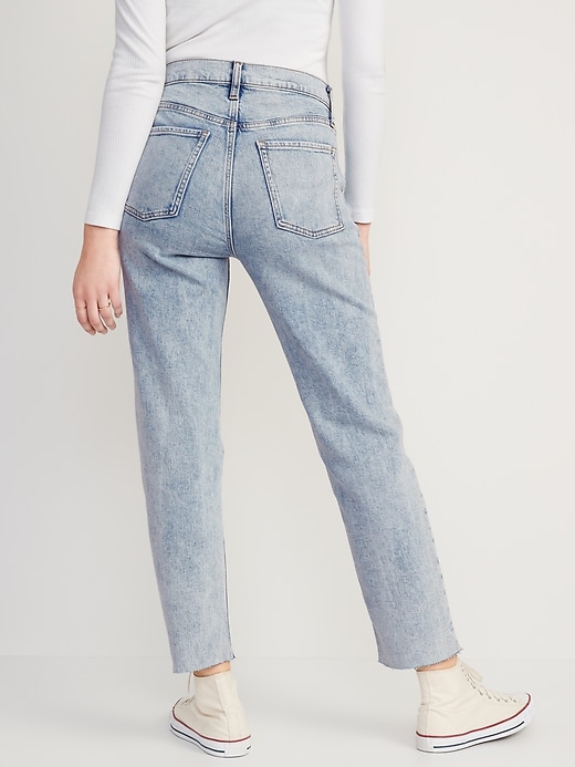 Image number 2 showing, Extra High-Waisted Button-Fly Sky-Hi Straight Raw-Hem Jeans for Women