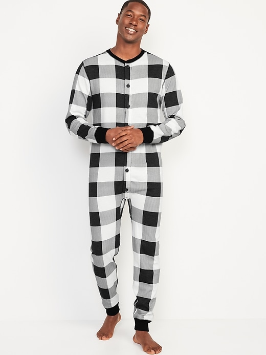 Thermal-Knit Matching Print One-Piece Pajamas for Men | Old Navy