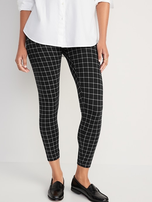 Image number 1 showing, High-Waisted Plaid Ankle Leggings for Women