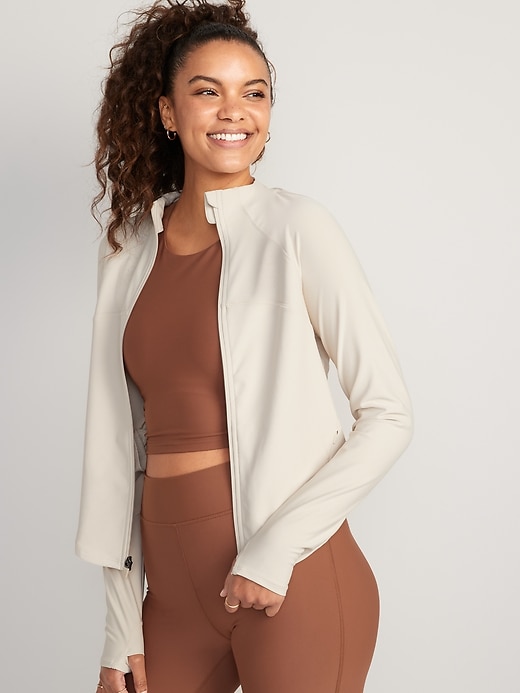 Image number 1 showing, PowerSoft Cropped Full-Zip Performance Jacket for Women