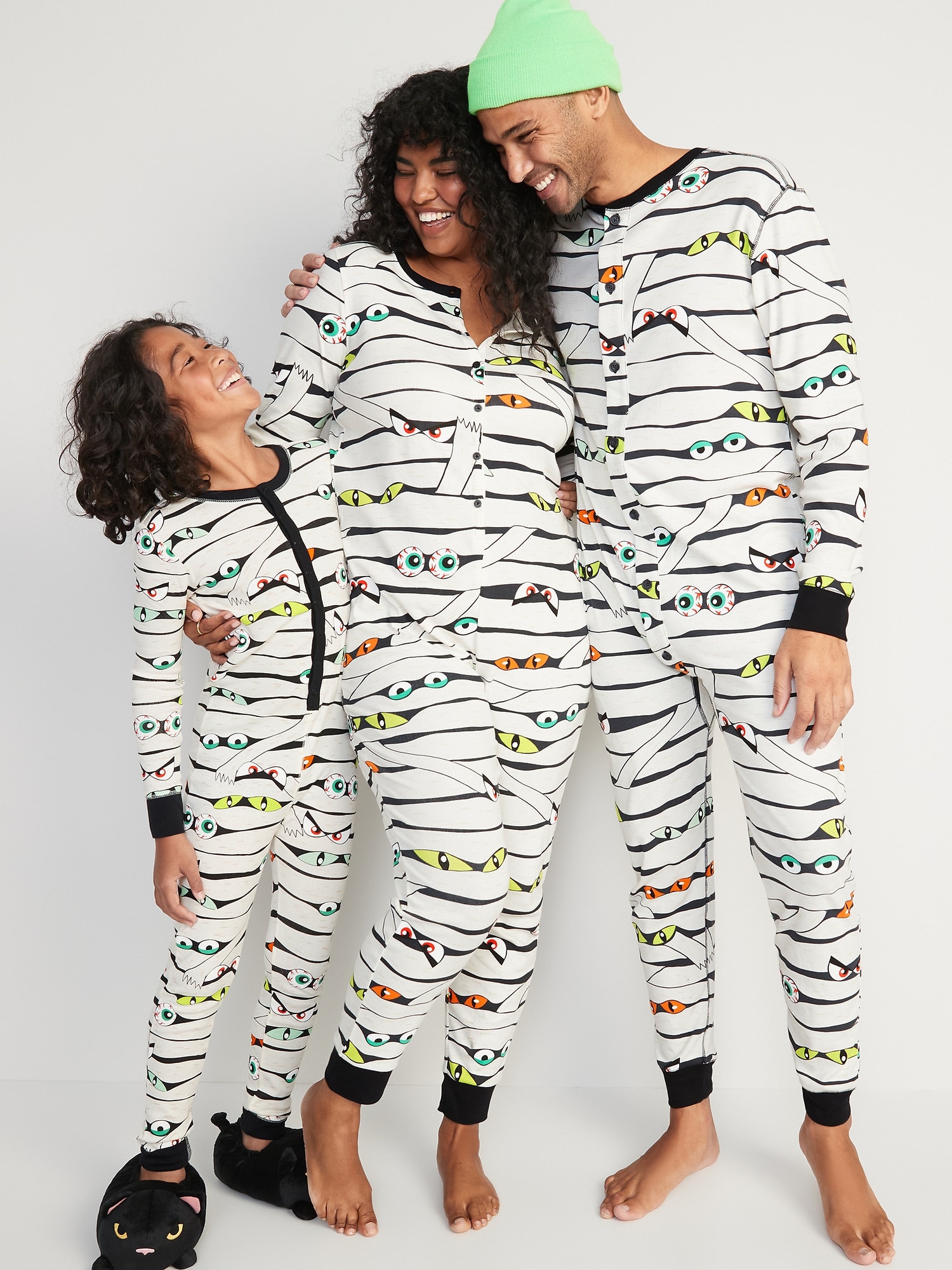 Matching Printed One-Piece Pajamas