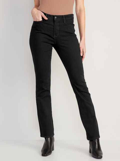 High-Waisted Kicker Boot-Cut Black Jeans - Black Jack