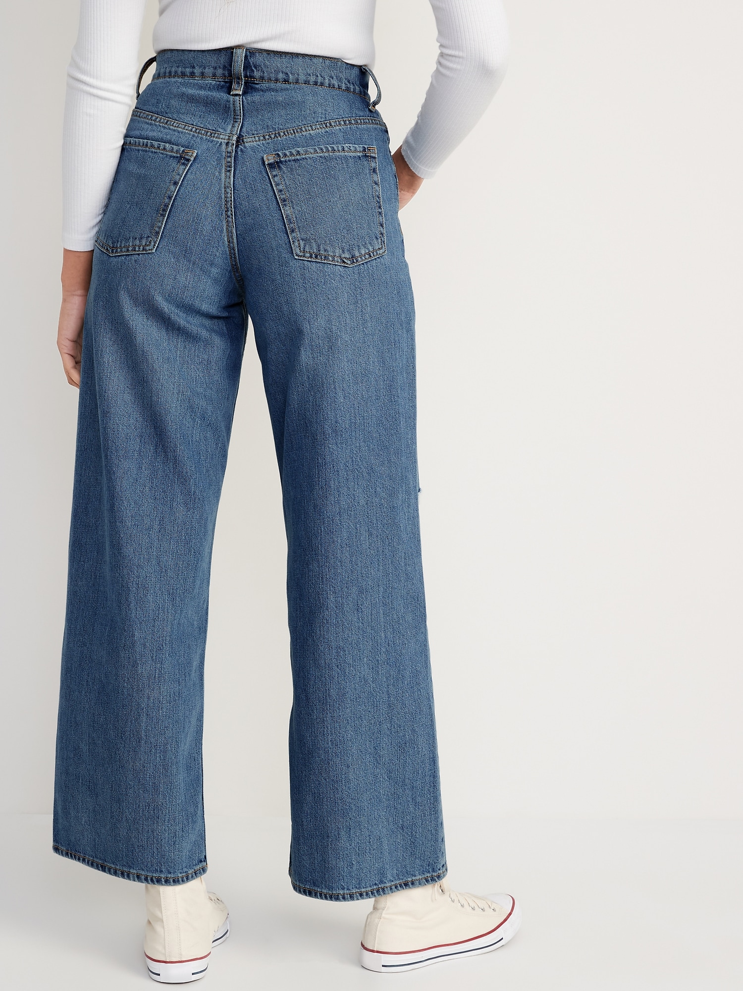 First haircut Ironic Extra High-Waisted Ripped Baggy Wide-Leg Non-Stretch Jeans for Women | Old  Navy