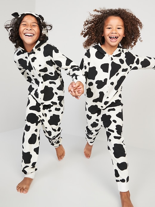 View large product image 1 of 4. Gender-Neutral Matching Cow One-Piece Costume for Kids
