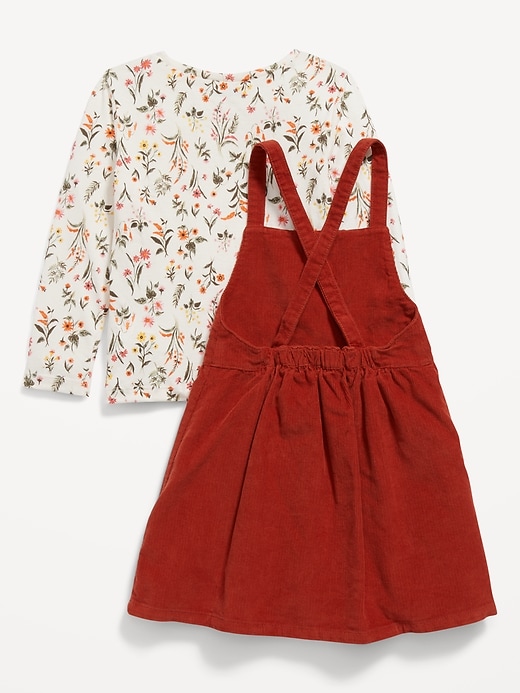 Corduroy Pinafore Dress & Long-Sleeve T-Shirt for Toddler Girls
