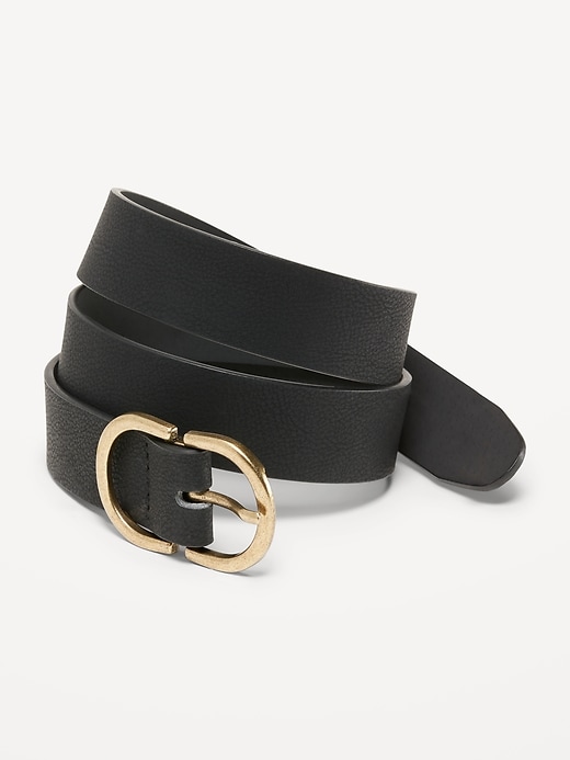 Faux-Leather Double-Hardware Belt for Women (1.25-inch)