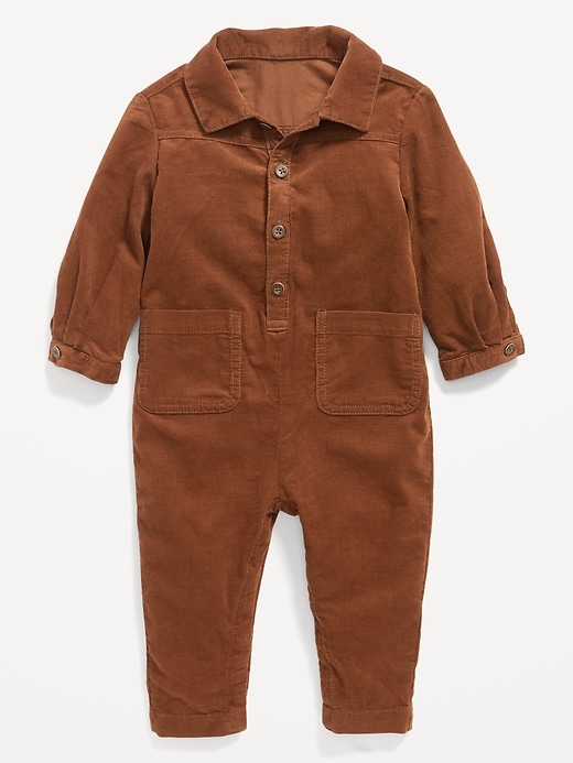 Corduroy Long-Sleeve Workwear Jumpsuit for Baby