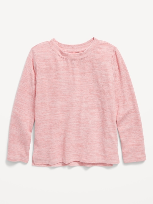 View large product image 1 of 2. Cozy-Knit Crew-Neck Hi-Lo Hem Top for Girls