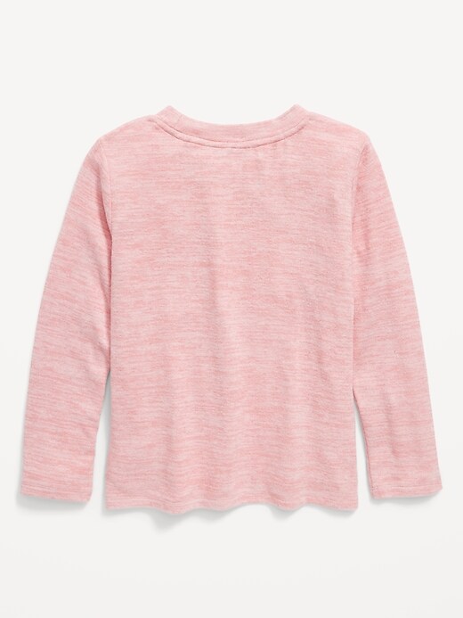 View large product image 2 of 2. Cozy-Knit Crew-Neck Hi-Lo Hem Top for Girls