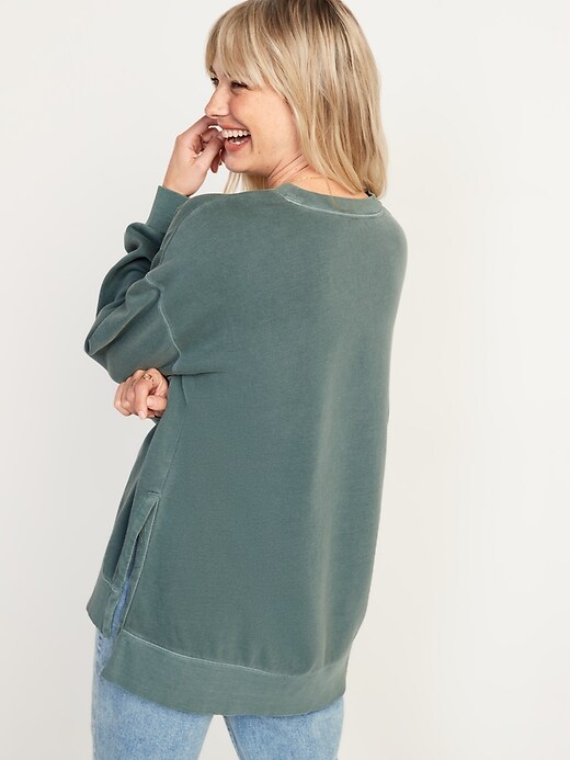 Image number 6 showing, Vintage Long-Sleeve Garment-Dyed French-Terry Tunic Sweatshirt for Women