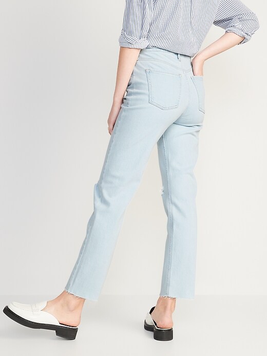 Image number 2 showing, Extra High-Waisted Button-Fly Sky-Hi Straight Ripped Jeans for Women