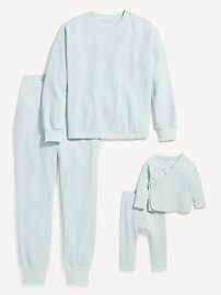 Unisex Rib-Knit Kimono Top and Convertible Footed Leggings Layette Set for Baby