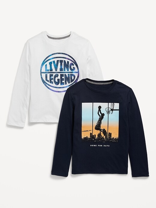 View large product image 1 of 1. Long-Sleeve Crew-Neck Graphic T-Shirt 2-Pack for Boys