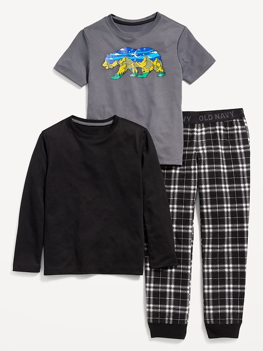 View large product image 1 of 1. 3-Piece Graphic Pajama Jogger Pants Set for Boys