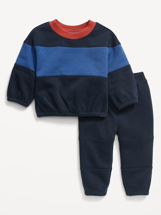 View large product image 1 of 2. Unisex Color-Block Sweatshirt & Sweatpants Set for Baby