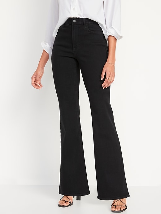 Image number 1 showing, High-Waisted Wow Black Flare Jeans for Women