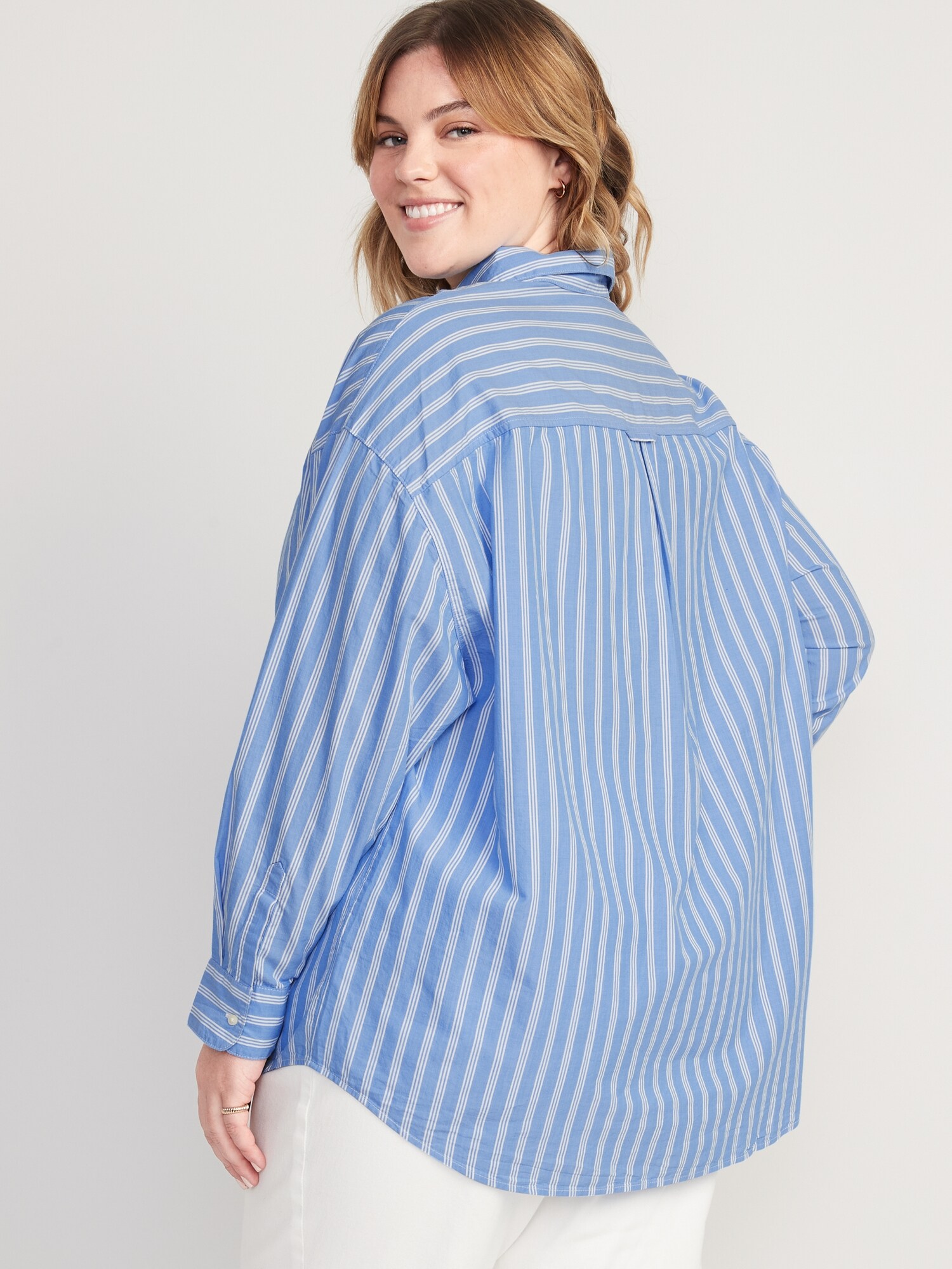 Oversized Striped Boyfriend Shirt | Old Navy