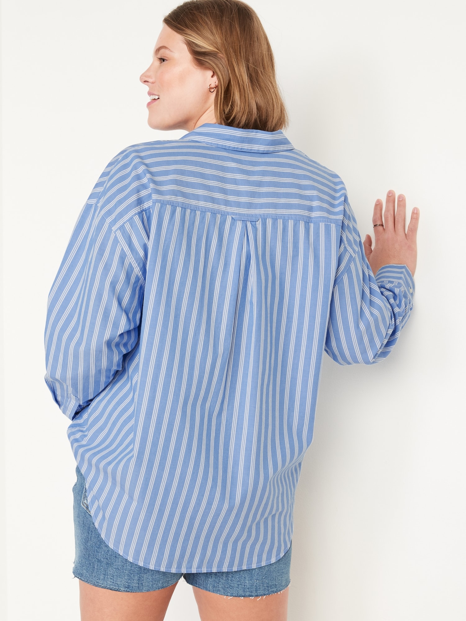 Oversized Striped Boyfriend Shirt | Old Navy