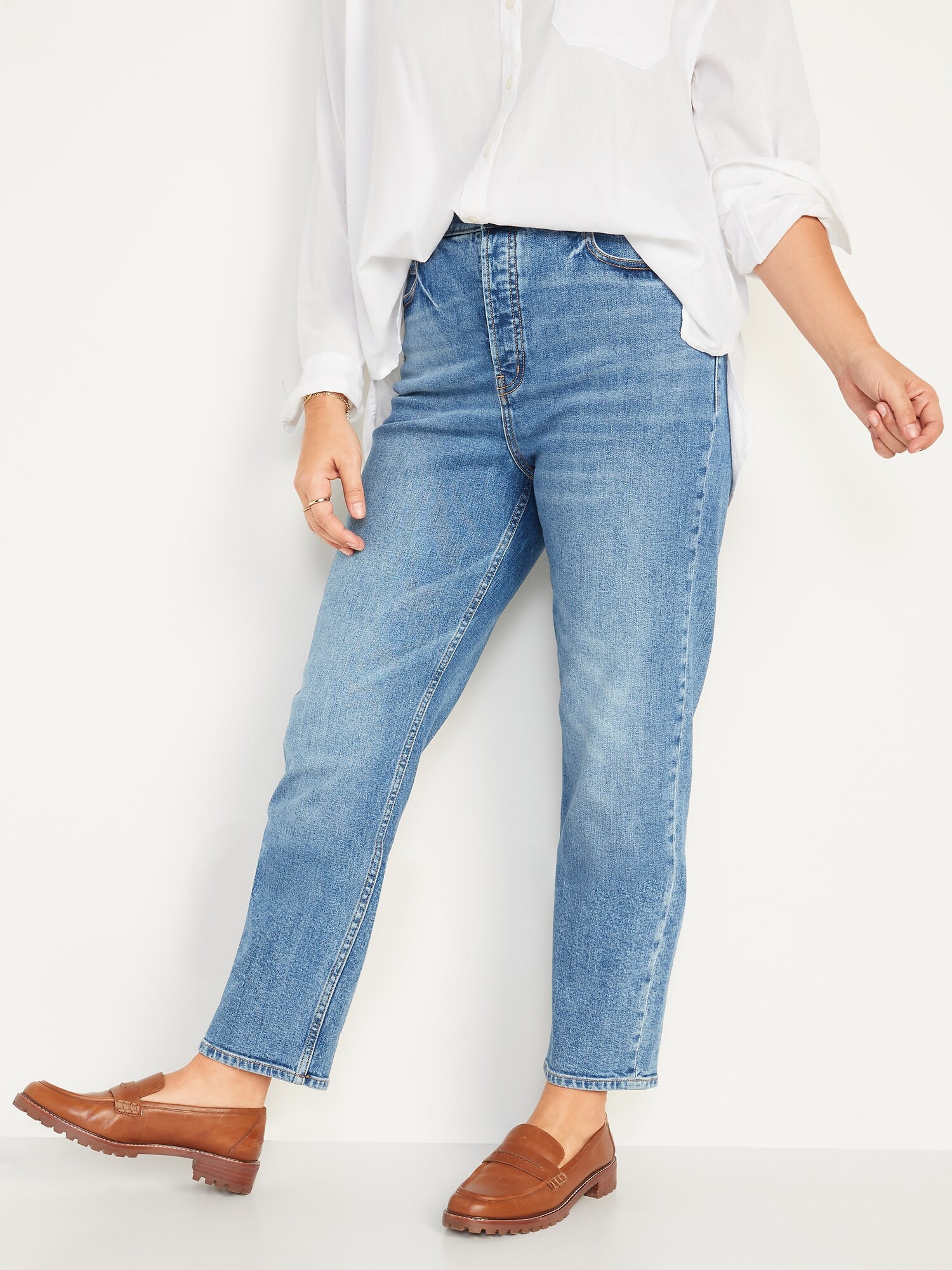 Extra HighWaisted ButtonFly SkyHi Straight Jeans for Women Old Navy