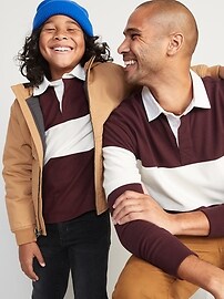 View large product image 3 of 3. Gender-Neutral Color-Blocked Long-Sleeve Rugby Polo Shirt for Kids