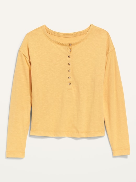 Image number 4 showing, Long-Sleeve Easy Henley T-Shirt for Women