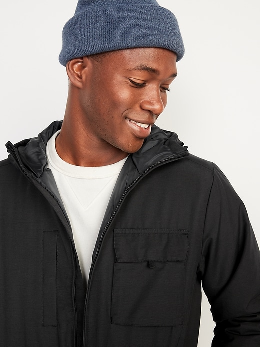 Image number 3 showing, Water-Resistant Hooded Utility-Pocket Jacket for Men