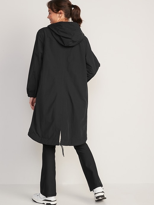Image number 2 showing, Water-Resistant Hooded Midi Anorak Jacket for Women