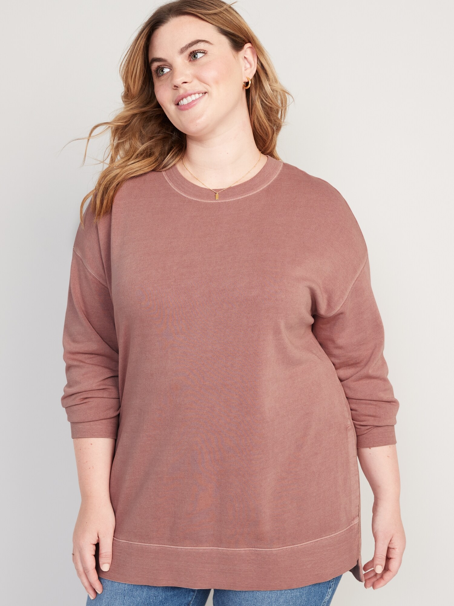 Oversized Boyfriend GarmentDyed Tunic Sweatshirt Old Navy