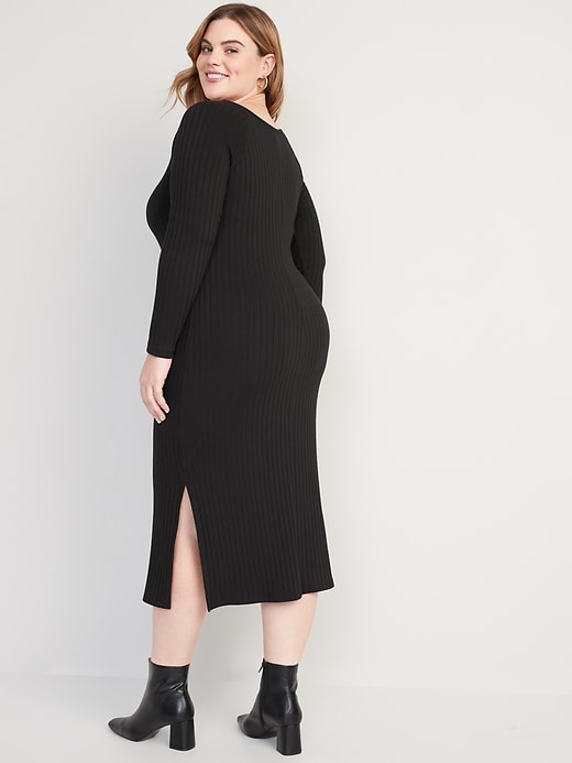 Image number 8 showing, Fitted Long-Sleeve Rib-Knit Midi Dress for Women