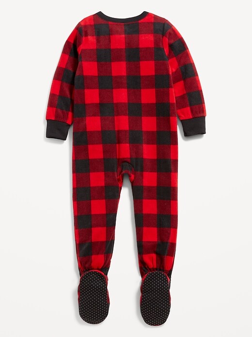 View large product image 2 of 2. Unisex Matching Printed Micro Fleece Footed One-Piece Pajamas for Toddler & Baby