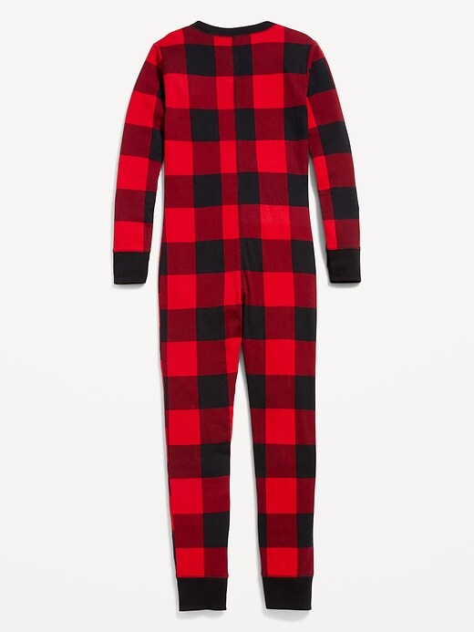 View large product image 2 of 2. Gender-Neutral Matching Print Snug-Fit One-Piece Pajamas for Kids